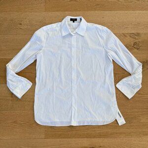 Theory - Hidden Button Front Long Sleeve Shirt in White